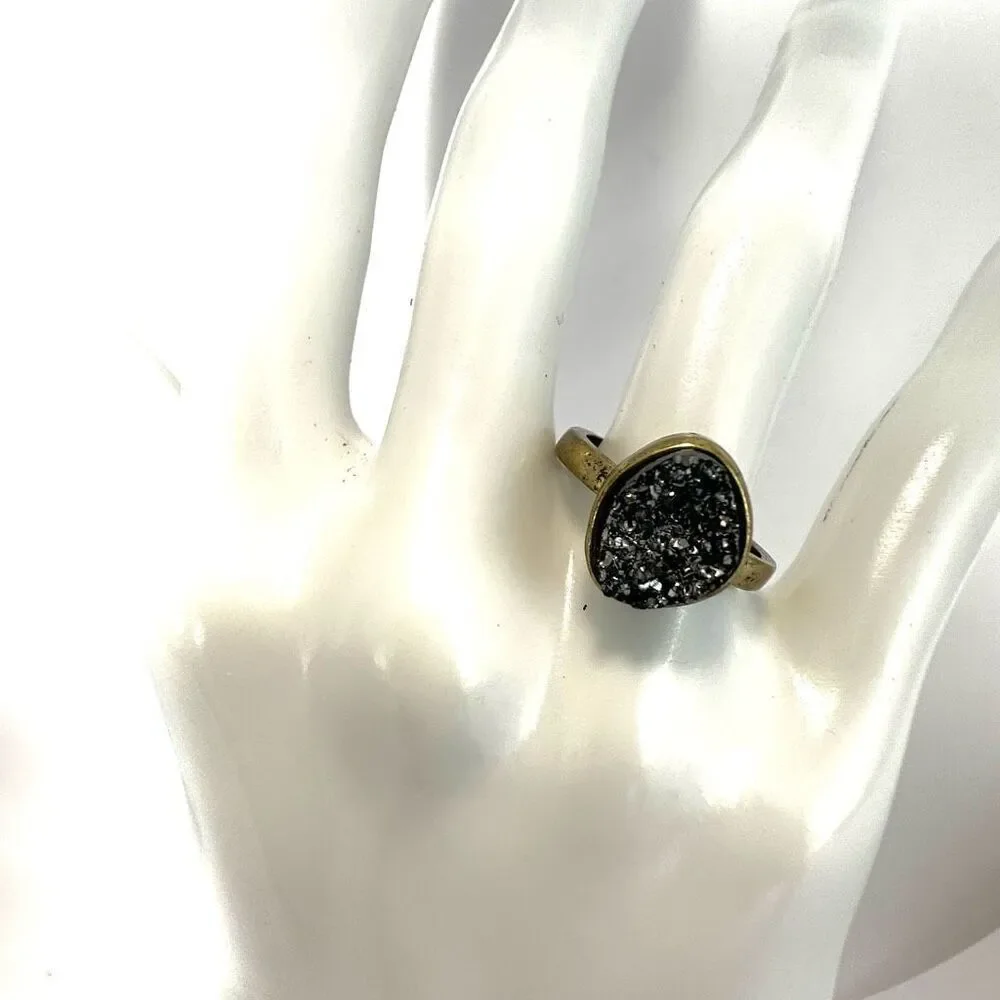 Gold tone druzy ring
